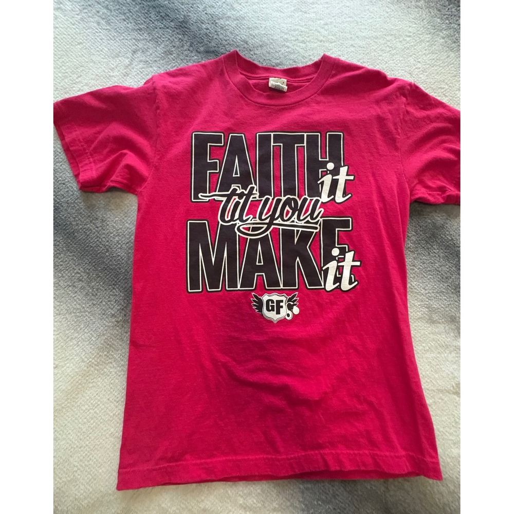 (CL) Shaka Active Faith It Til You Make It Graphic Tee Pink Womens Medium‎